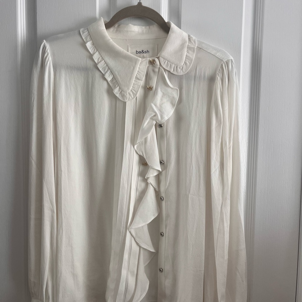 ba&sh Women's White Ruffle Blouse
